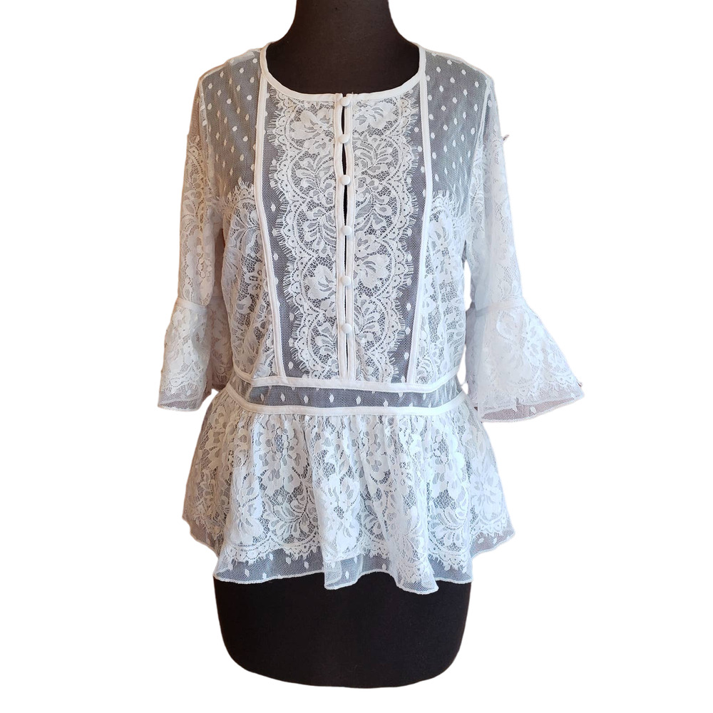 Cato size medium white lace button up blouse